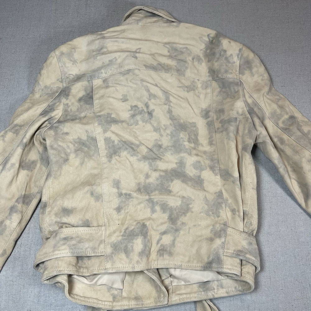 Allsaints Womens Suede Balfern Biker Jacket‎ Sz 4 Warm Taupe Marbled Luxury - Picture 11 of 16